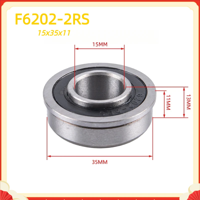 4Pcs Bearing F6202-2RS 15x35x11MM Flange Miniature Deep Groove Garden Trolley Ball Sealed Wheelbarrow Bearing