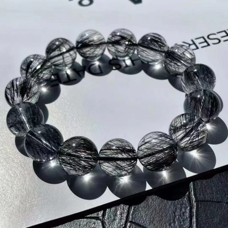 Natural Single Circle Shunfa Black Hair Rough Stone Bracelet