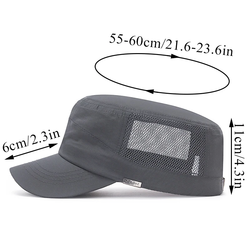 2024 Summer Outdoor Quick Drying Mesh Flat Top Caps For Men Sun Protection Hats Simplicity Solid Color Caps Gorras