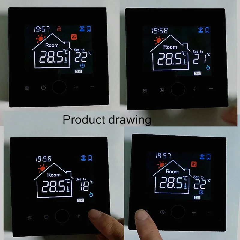 ABGR-Tuya Smart Home Wifi Temperature Remote Controller Wireless Gas Wall Furnace Thermostat,Programmable Underfloor Heating