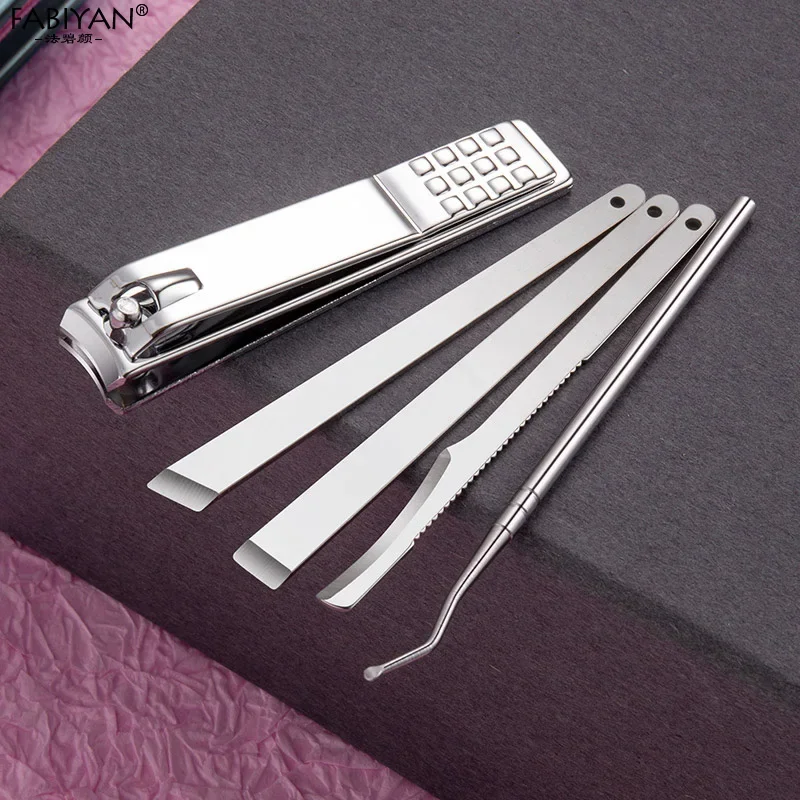 Juego de manicura de acero inoxidable, tijera para pedicura, cortador de cutículas, alicates para piel muerta, herramienta con estuche, 7/9/10/12/18/26 Uds.