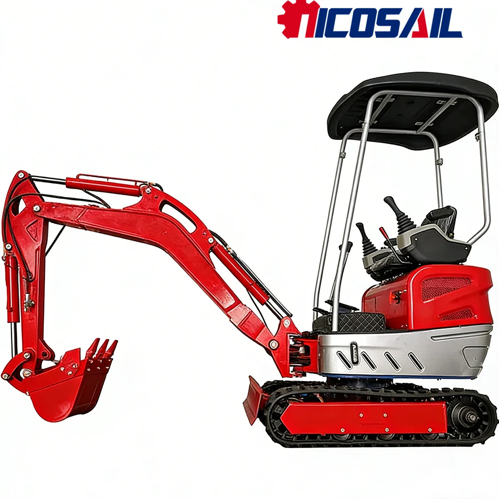 

Мини-экскаватор на гусеничном ходу 1,5 т для быстрого подключения, легких работ в саду, очистки участков и земляных работ.