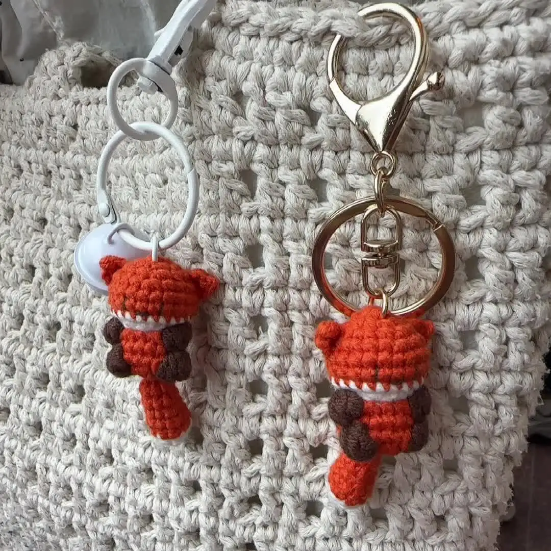 Mini Crochet Fox Keychain – 3cm Handmade Charm