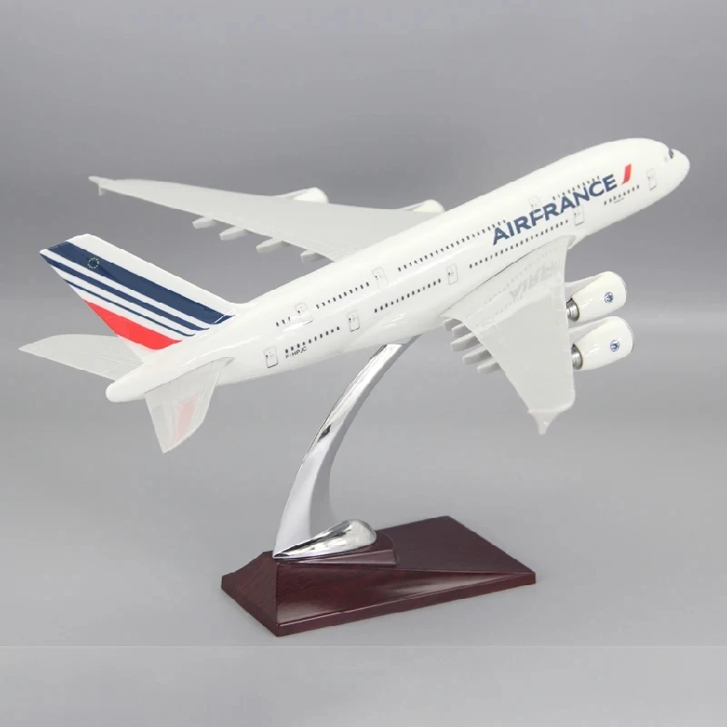 36CM 1/160 Scale Airplane Airbus A380 Air France Airline Model W LED Light & Wheel Diecast Plastic Resin Plane F Collection