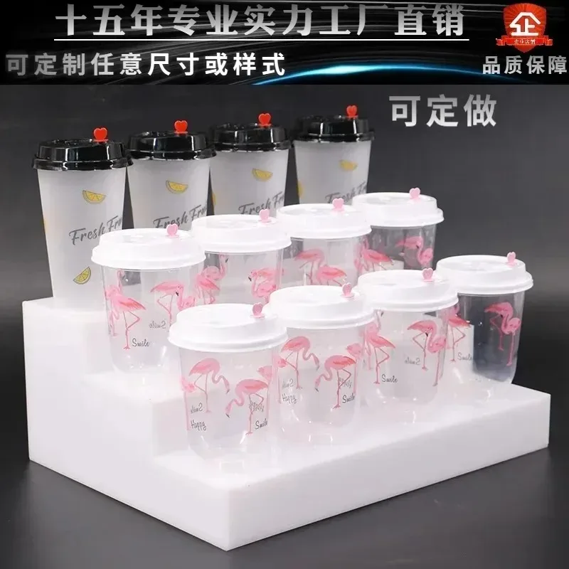 Luminous cold food drinks desserts three-layer display stand bar drinks steps acrylic display rack