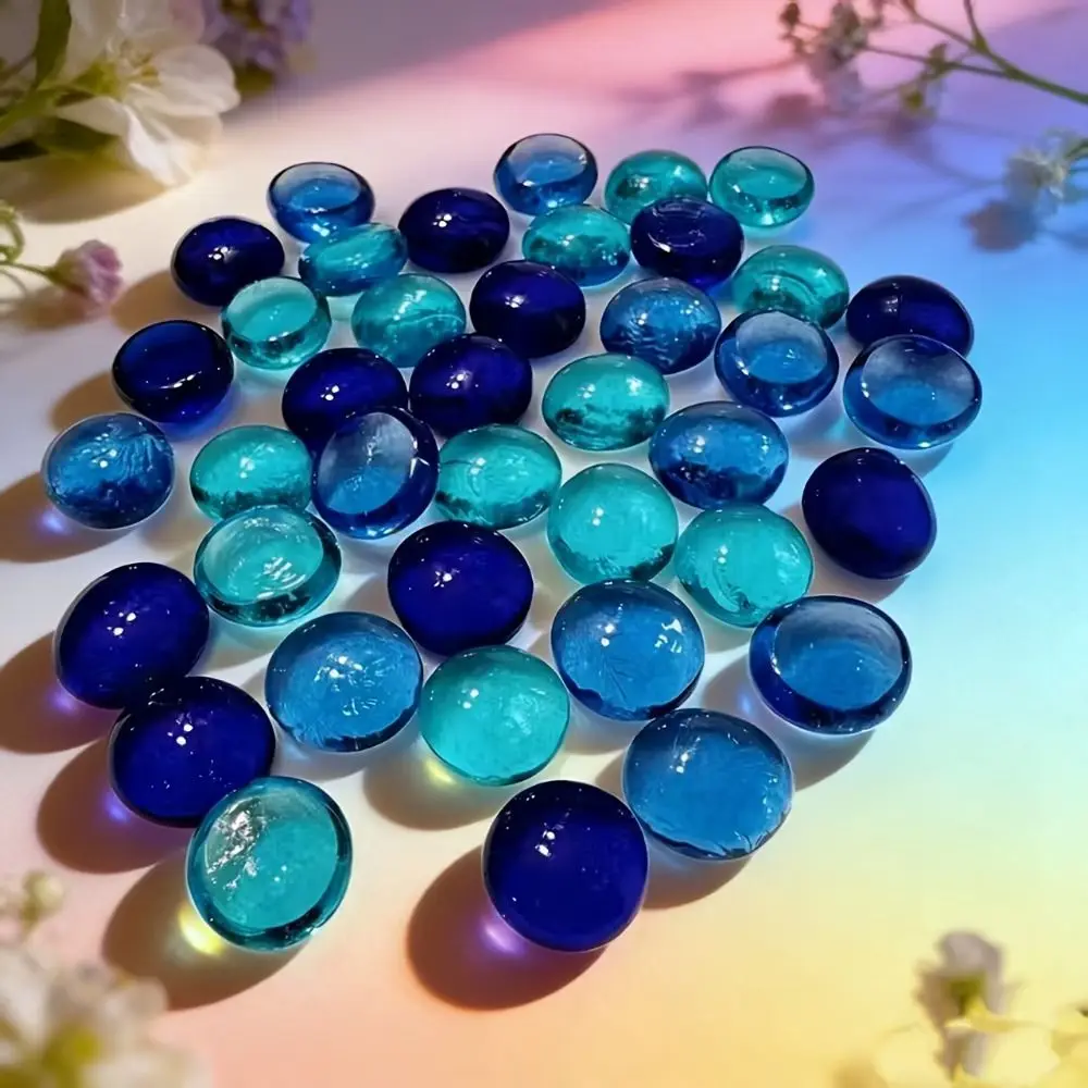 Glass Pebbles Vase Filler Beads Decorative Glass Stones Light Reflecting Flat Glass Beads Mixed Color Crystal Balls