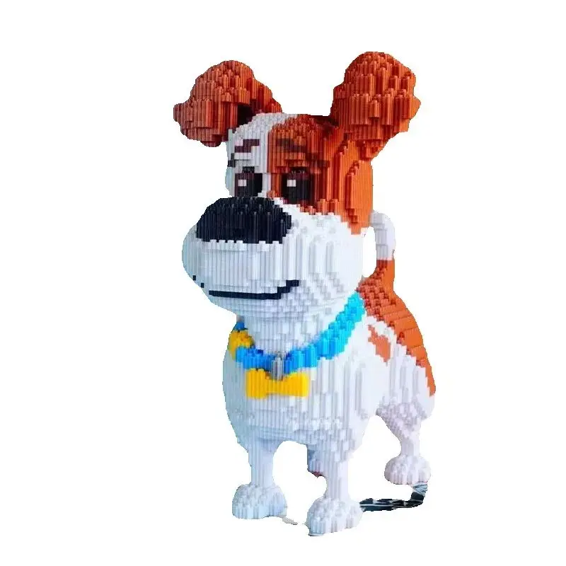 3698-delig mini-hondenbouwsteenspeelgoed - Leuke doe-het-zelf-puzzel, bruin en wit pixelaarsontwerp, in elkaar grijpende plastic blokken, geschikt voor feestjes - afbeelding 2