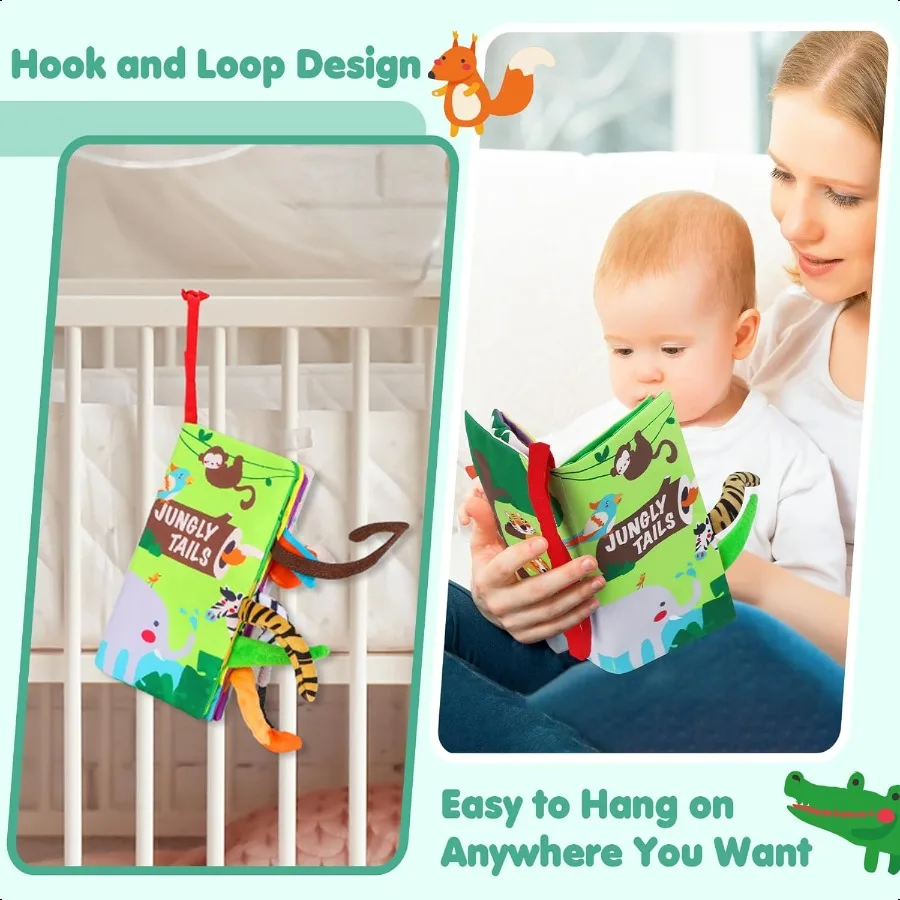 beiens Babybücher, Spielzeug, Touch and Feel, Crinkle-Stoffbuch für Kleinkinder, 0361218, Monate, frühe Entwicklung, interaktiver Kinderwagen