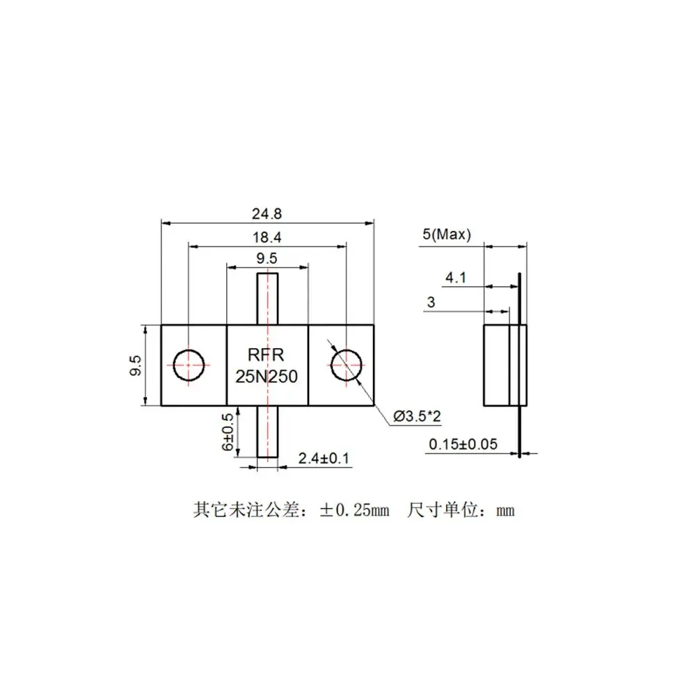 RFR 25-250 25 โอห์ม 250 วัตต์หน้าแปลนตัวต้านทาน RFR 25N250 เปลี่ยน rfp-250-25rm 31a1076f rf power ฟิล์มหนา 250w 25Ω dc-3ghz rfr25