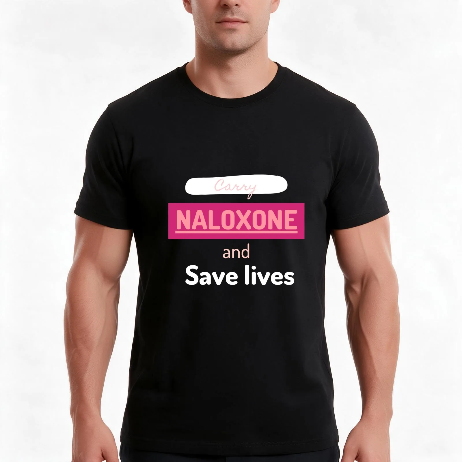 Carry Naloxone and Save Lives T-Shirt, Summer Casual Cotton Tee, Oversized Streetwear Tops, Vintage Graphic Print, 100% Cotton