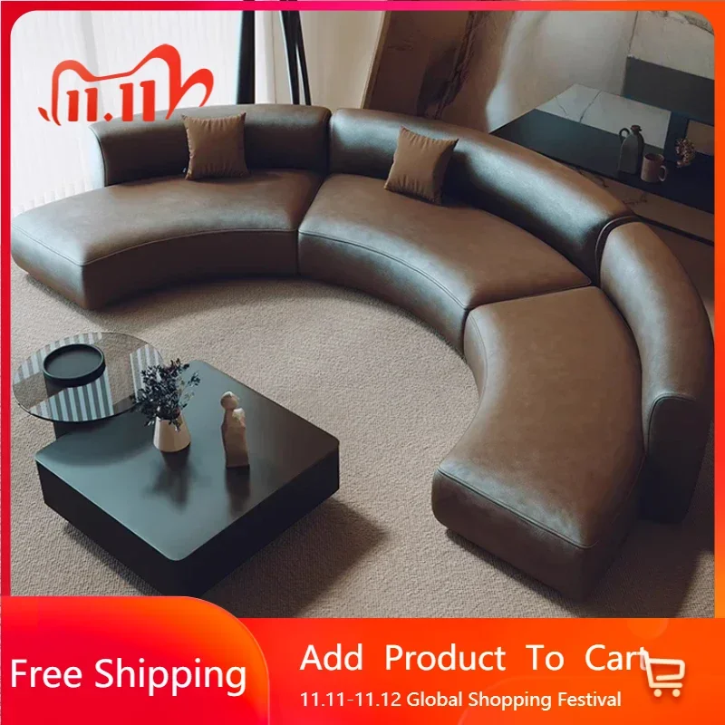 

Nordic Circular Arc Abnormity Living Room Sofas Wood Designer U Shape Sofa Single Daybed Princess Divano Postmodern Furniture