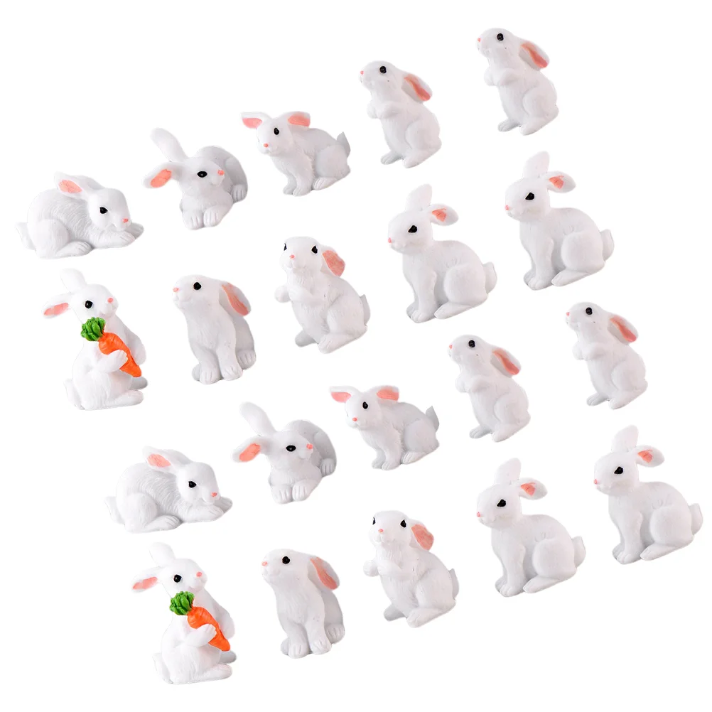 

24 Pcs Mini Rabbit Adornment Resin Ornament Glass Moss Micro Landscape Decoration Craft Party