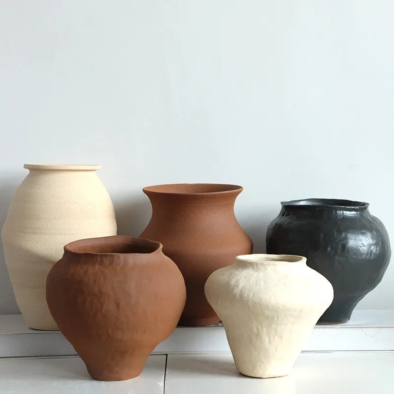 

Nordic wabi wind soft B & B hotel Jingdezhen handmade pottery ceramic vase retro coarse pottery