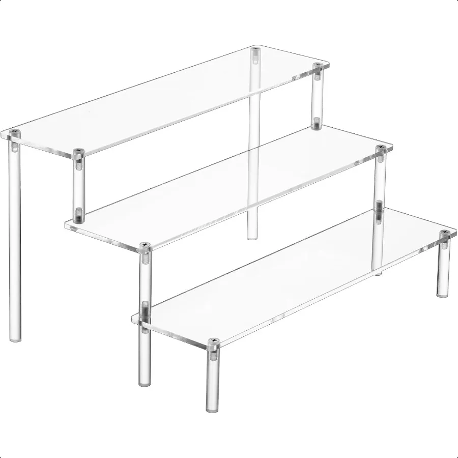 

Large Acrylic Display Risers Perfume Stand Organizer Clear Acrylic Shelf Risers for Display Stands for Food Tabletop Use Amiibo