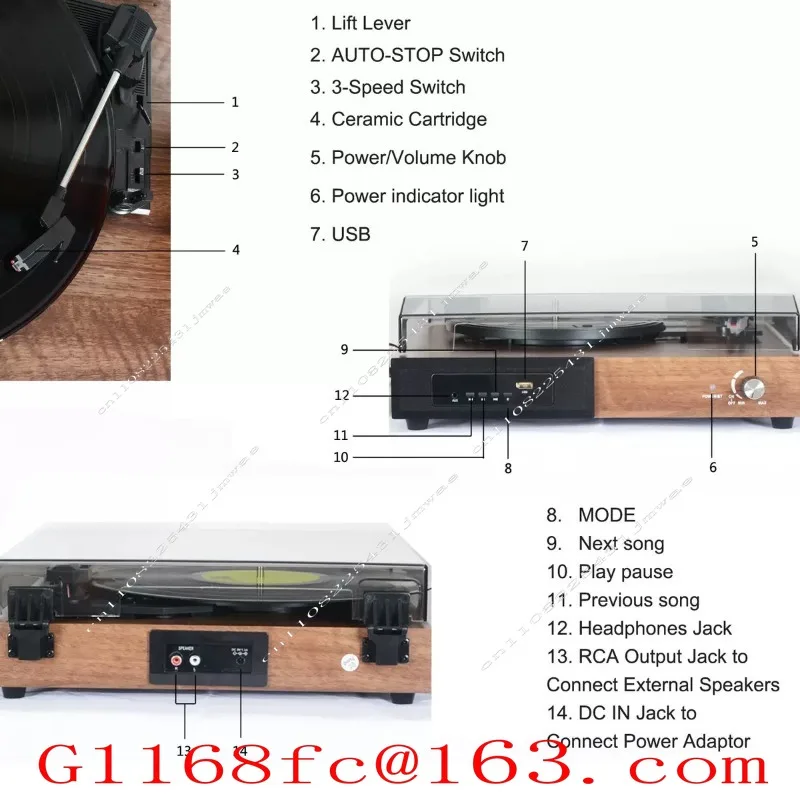 Retro Vinyl Record Player, Home Party Phonograph, Bluetooth Speaker, Multi-functional Independent Sound Cavity Ornament
