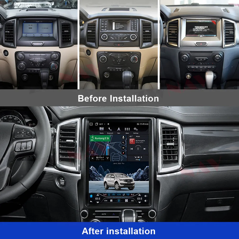 Android Screen For Ford Ranger 2016 2017 2018-2021 Car Auto Radio Multimedia Stereo Carplay Bluetooth Head Unit Display DSP LCD