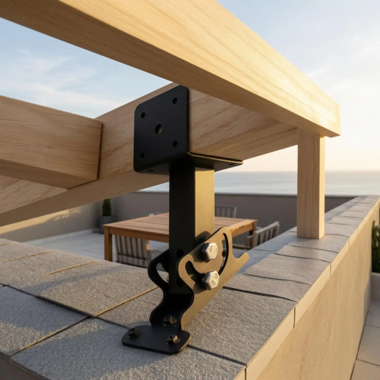 Roof Mount Saddle Bracket Adjustable Angle Heavy Duty Metal for Patio Cover Pergola Gazebo Wood Beam Connector Kit
