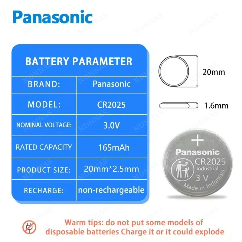 Original Panasonic CR2025 3V ECR2025 Lithium Battery(2-30pcs)For Car Remote Control Watch Motherboard Scale Button Coin Cells