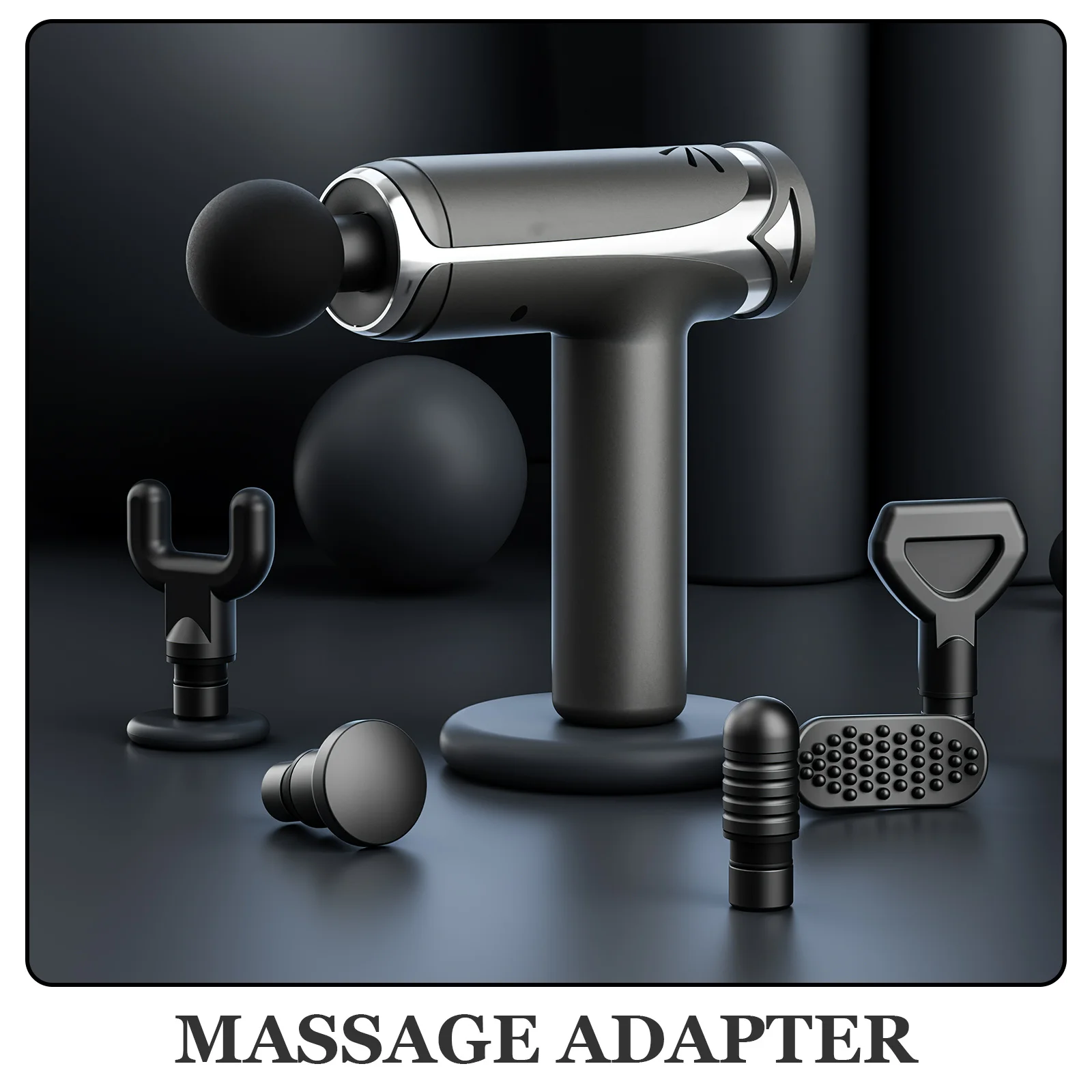 

1Set Massage Head Kit Black Percussion Ball For Muscle Relaxation Deep Tissue Therapy Fascia Massager Adapter
