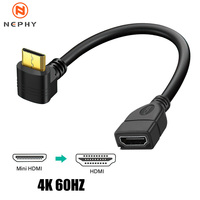 Mini HDMI to HDMI Extension Cable Gender Adapter 90 Degree Right Angle For TV Box/Stick Camera PS4 PS5 Xbox 4K 2K 60hz Converter