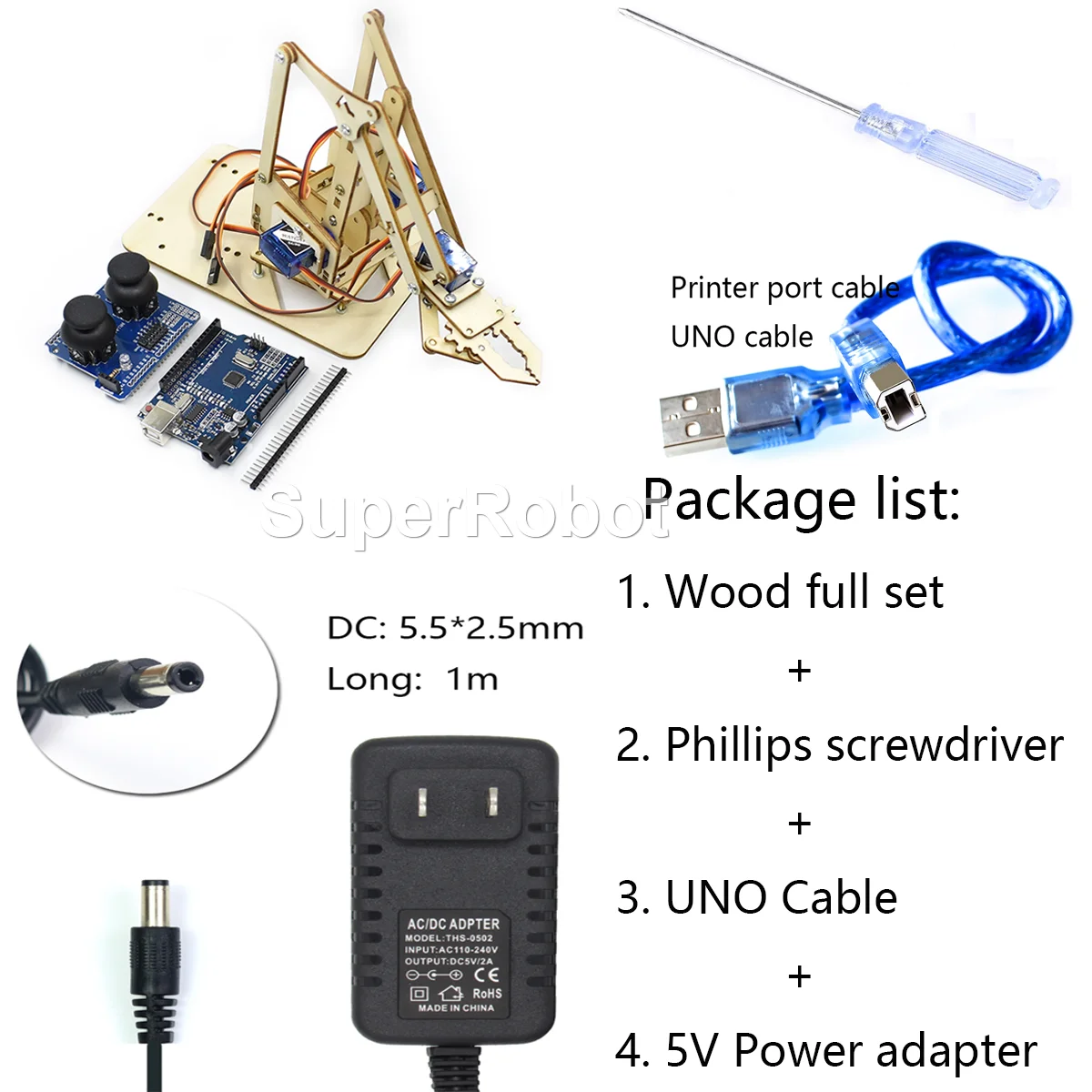 SG90 4 DOF Zerlegbarer Acryl-Mechanischer Roboter-Manipulator Greifer für Arduino Roboterarm DIY-Kit UNO Programmierbares Roboter-Starter-Kit – Detail 7