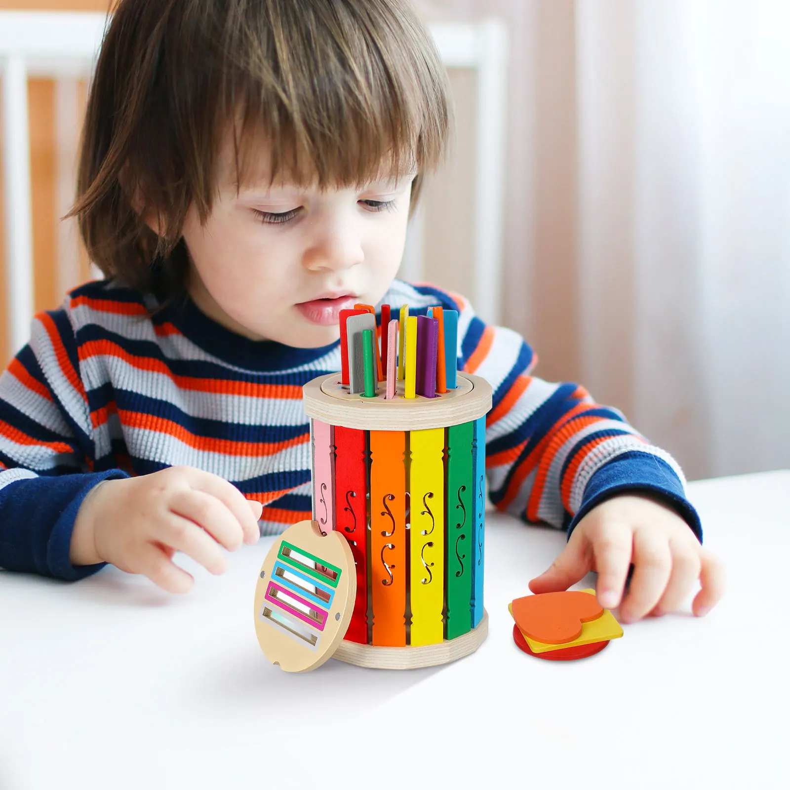 مجموعة واحدة من كوب الأطفال، تصنيف الألوان، أساسيات غرفة اللعب للأطفال الصغار، مهارات حركية دقيقة تعليمية خشبية حسية تنموية #2