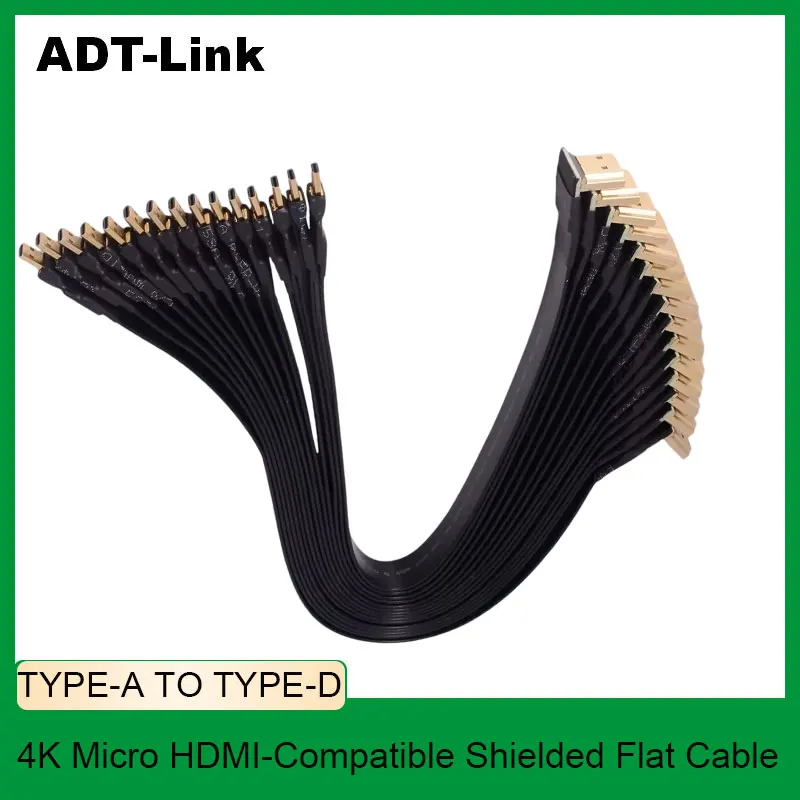 ADT-Link Adaptador Usb Type-A to Type-D Micro HDMI-Compatible Shielded Flat Cable 4K Wire for Tablet Camera DJI Aerial HD