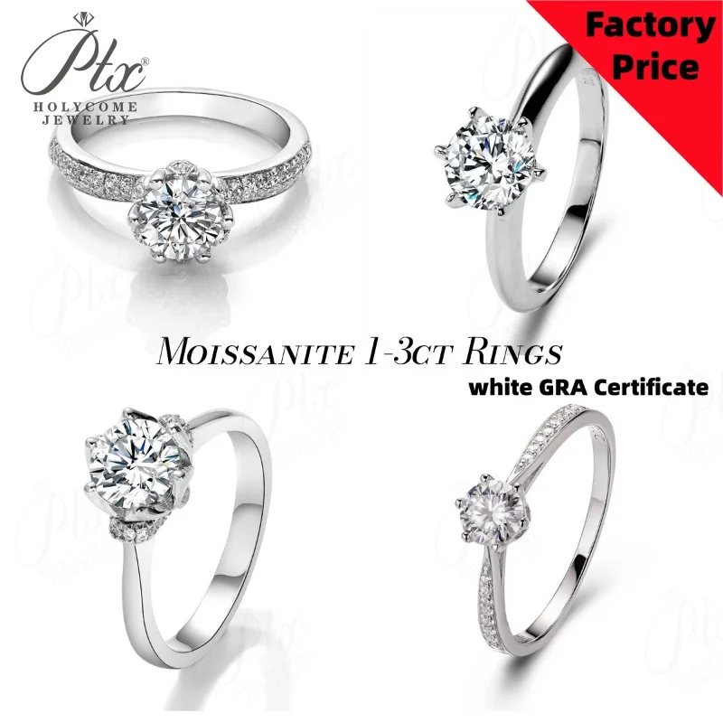 1-3ct Moissanite Ring D Color VVS1 Clarity 925 Silver Wedding Band Charm Gift Jewelry for Woman on Sale Factory Directly Sale