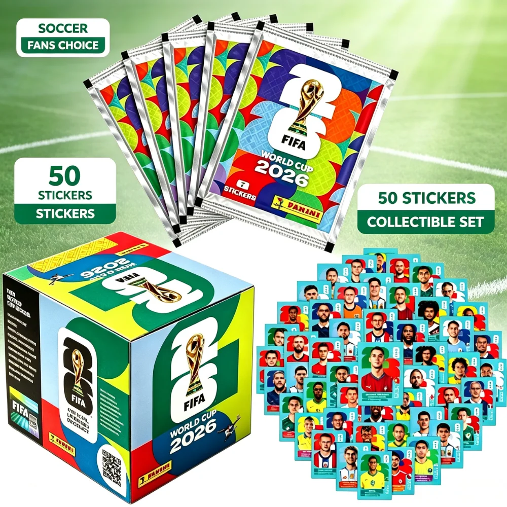 Boîte de stickers de collection Panini sous licence FIFA Coupe du Monde 2026 – Pack de stickers de trading pour fans de football, souvenir sportif, cadeau
