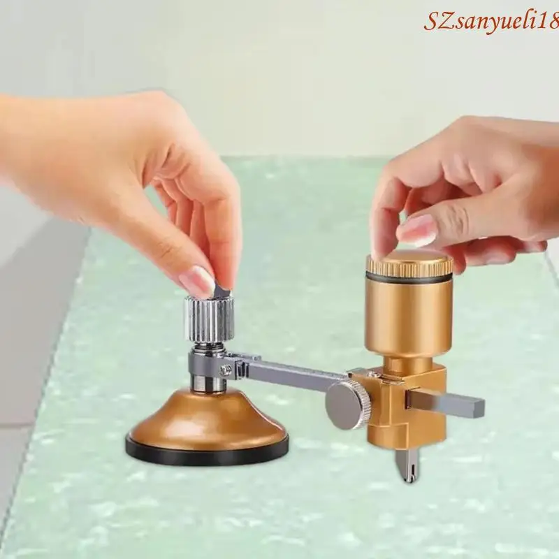 94PC Portable Circular Glass Cutter Calibrated with Round Knob Handle Suction Cup