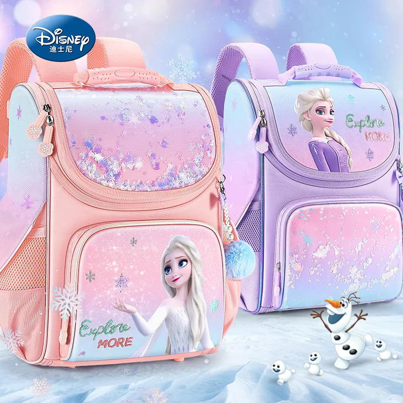 Original Disney Frozen Elsa Anna Snow Queen Cute Backpacks kids School Bag Breathable backpack girls gift Plush Toy Age 5-12T