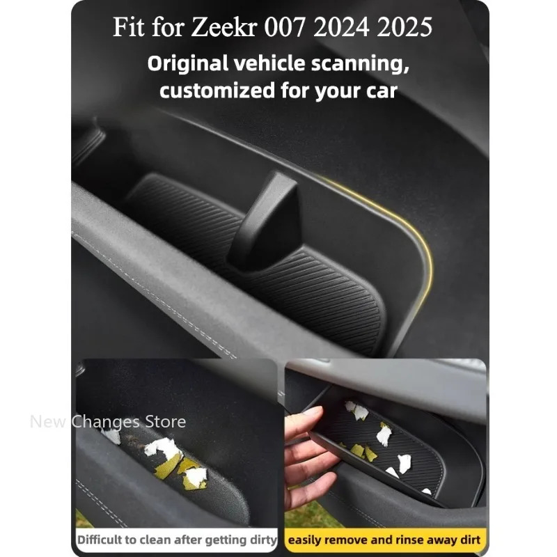 

For Zeekr 007 2024 2025 Under Door Storage Box Silicone Rubber 4-door Storage Box Anti Abnormal Noise Car Interior Accessories