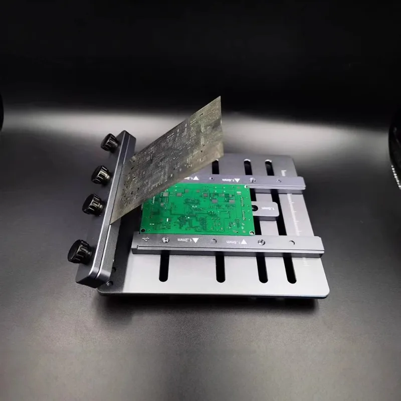 Mini CNC Solder Paste Stencil Printer - Dual-Sided PCB Fixture with Laser-Etched Scales & Tool-Free Clamping Tool