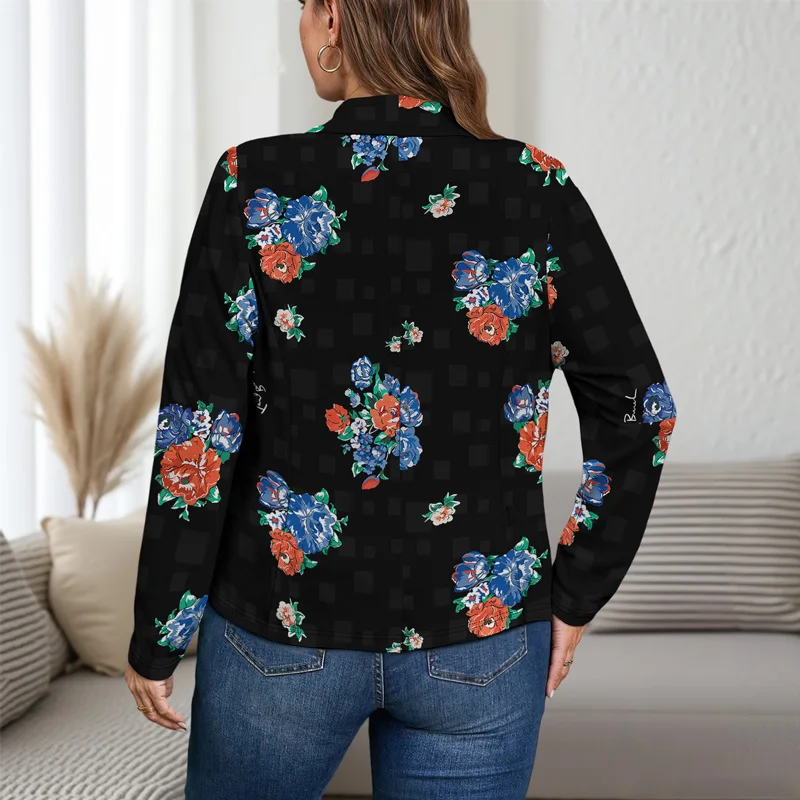 Moda retro outono feminino terno jaqueta grande lapela elegante casual flores impresso blazer casaco respirável confortável solto