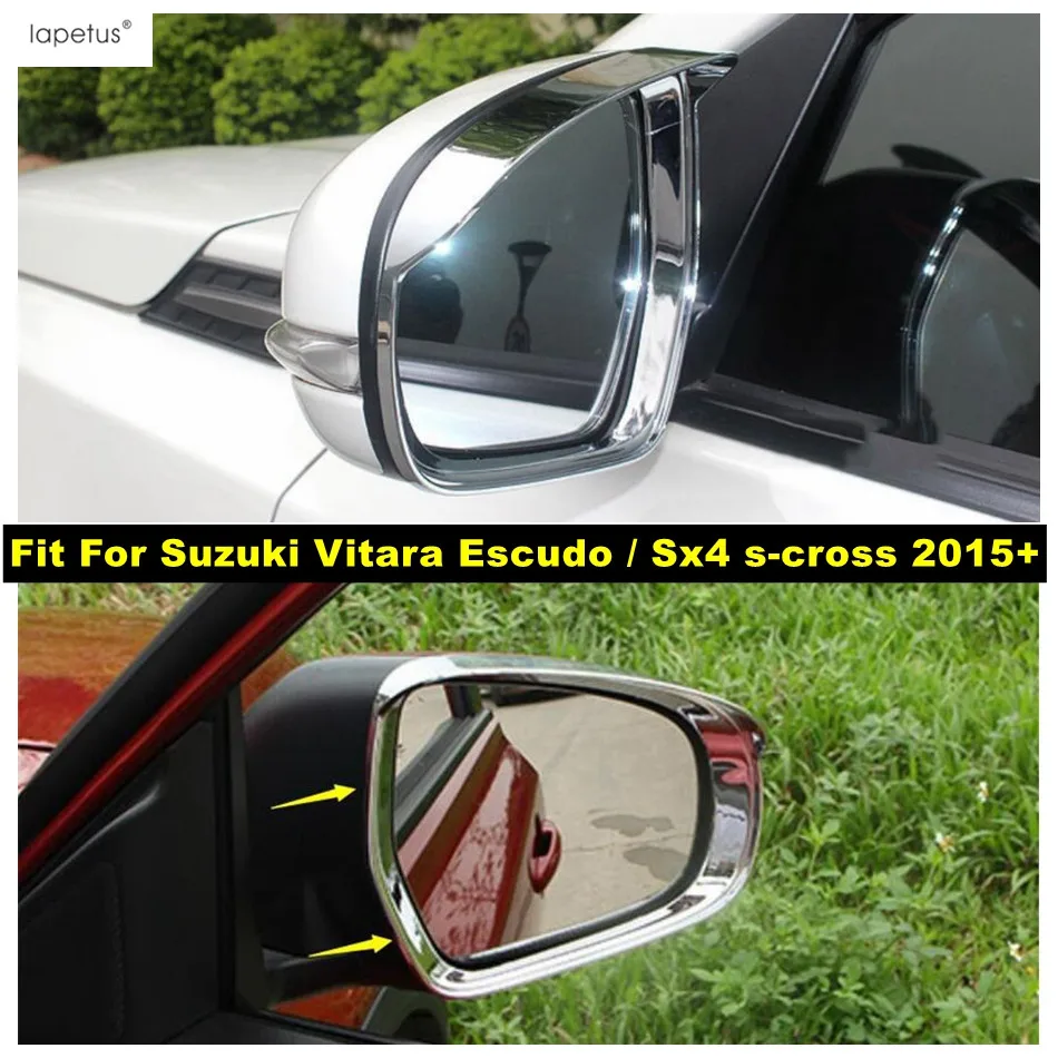 Rearview Mirror Rain Eyebrow Frame Decor Cover Trim For Suzuki Vitara Escudo / Sx4 S-cross 2015 - 2022 Carbon Fiber Accessories