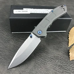 BM 748 Outdoor Camping Rescue Tactical self-defense EDC pocket folding knife, grey titanium handle, blue tint handle