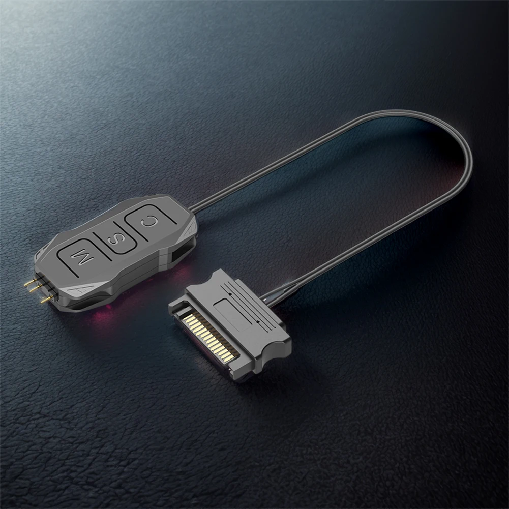ARGB Controller Cable ARGB 5V 3PIN To SATA LED Color Intelligent Fan Controller 1 To 4 Sync Motherboard Cable Extension Line