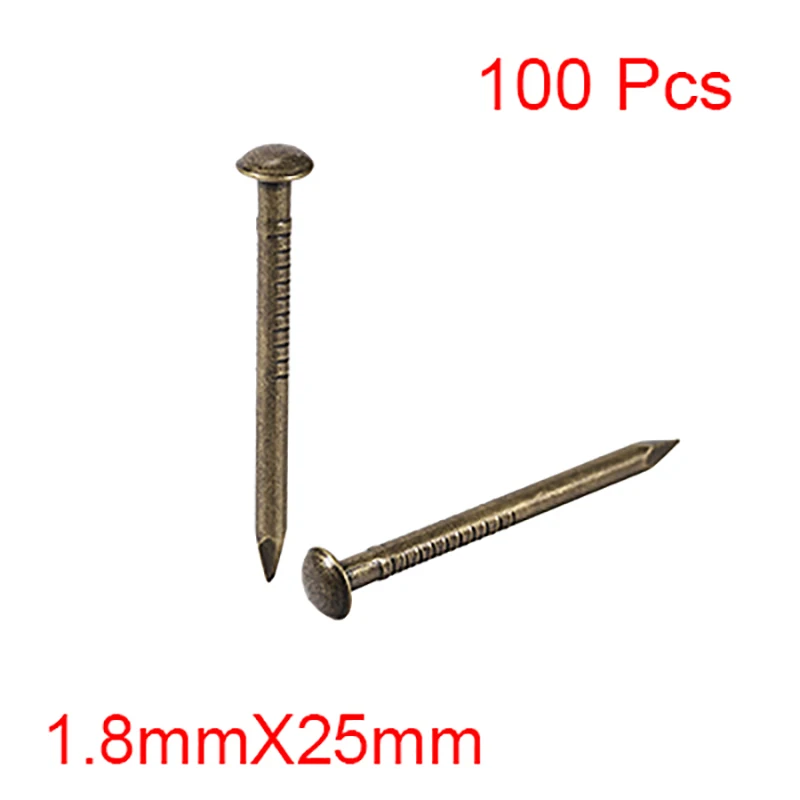 100pcs 1.8x25mm Tiny Nails Steel Small Mini Round Head Nail Stud for Jewelry Chest Box Case Hinge Furniture Drum Pictures