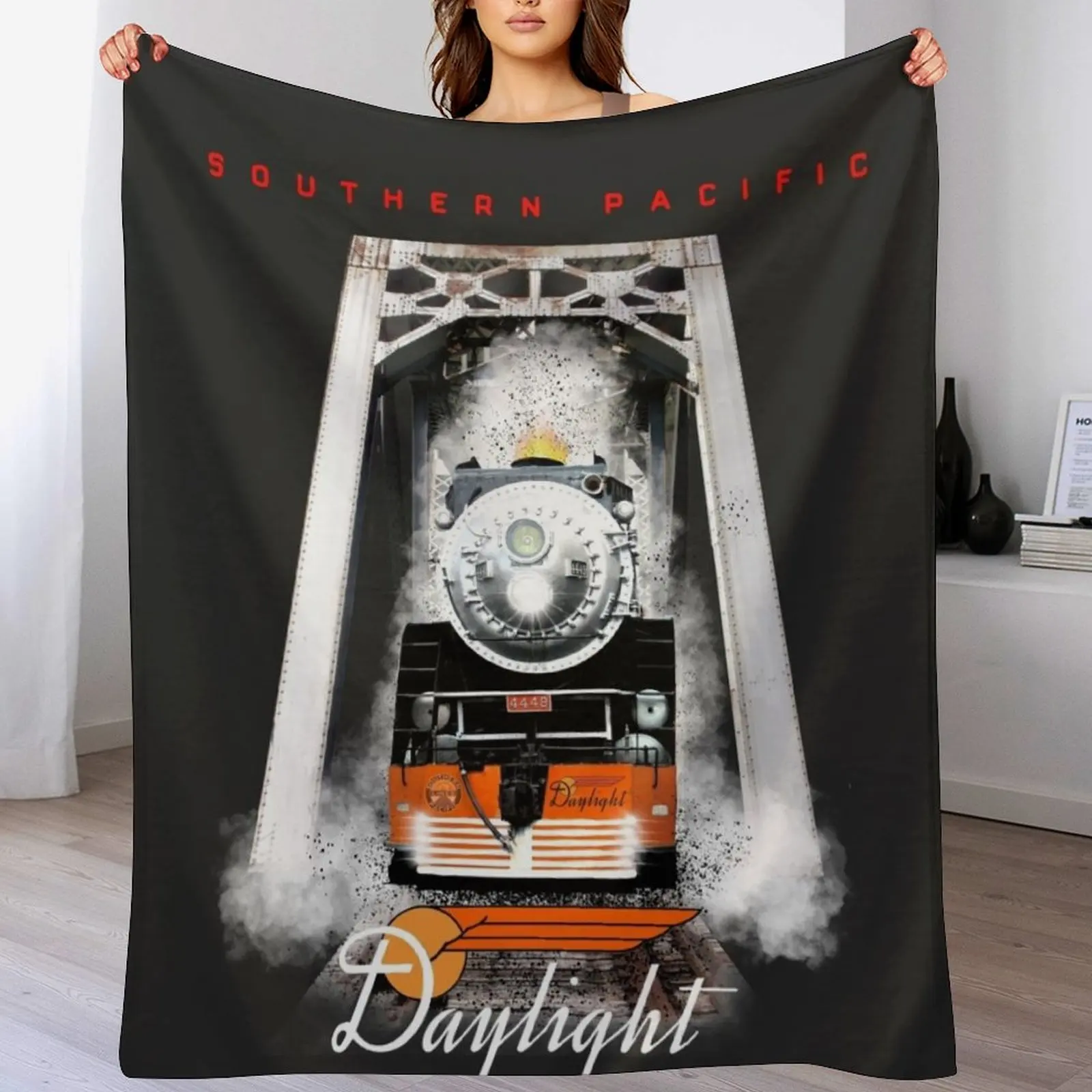 The Legendary Southern Pacific 4449 Daylight Steam Locomotive by Motormaniac Throw Blanket Custom Hairy Summer Blankets