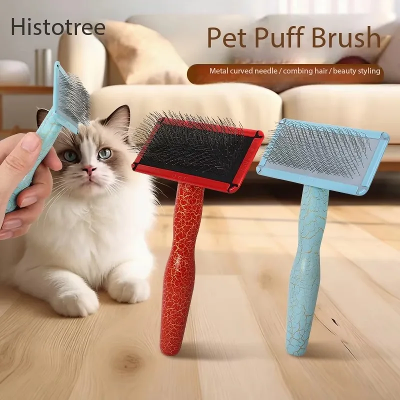 

10pcs Wooden Curved Needle Pet Comb For Dogs Cats Multicolor Deshedding Brush Fluff Grooming Tool
