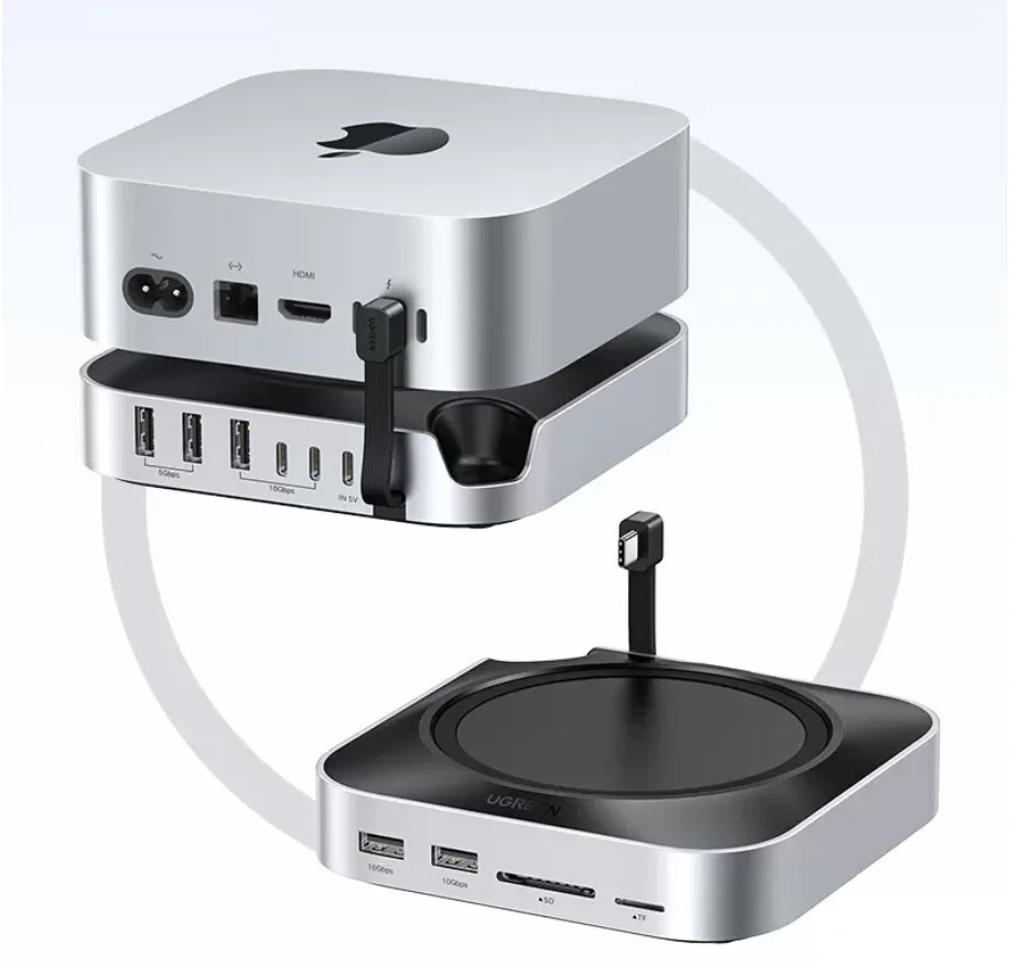UGREEN USB HUB Docking Station for Mac Mini M4 M4 Pro M.2 NVMe SSD 8TB Max 10Gbps USB-A&C Ports SD&TF 170MB/s USB Customization