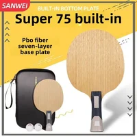 Sanwei Super 75 con placa inferior profesional de carbono PBO integrada, raqueta Horizontal de carbono con dos tenis de mesa de cinco madera