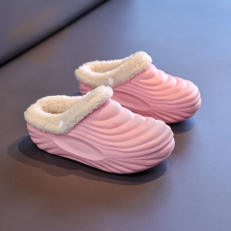 Kids Cotton Shoes Winter Warm Plush Clogs for Children Anti-slippery Comfortable Home Cotton Slippers Boys Girls Slip Ons Slides