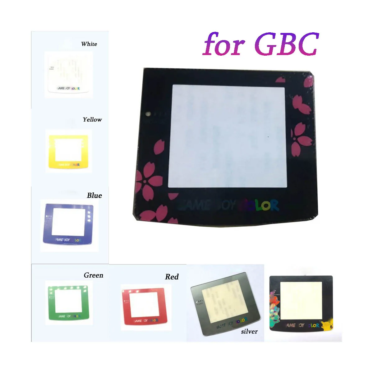 Replacements For GBC game console plastic mirror color pattern panel face frame screen protector Replace accessories