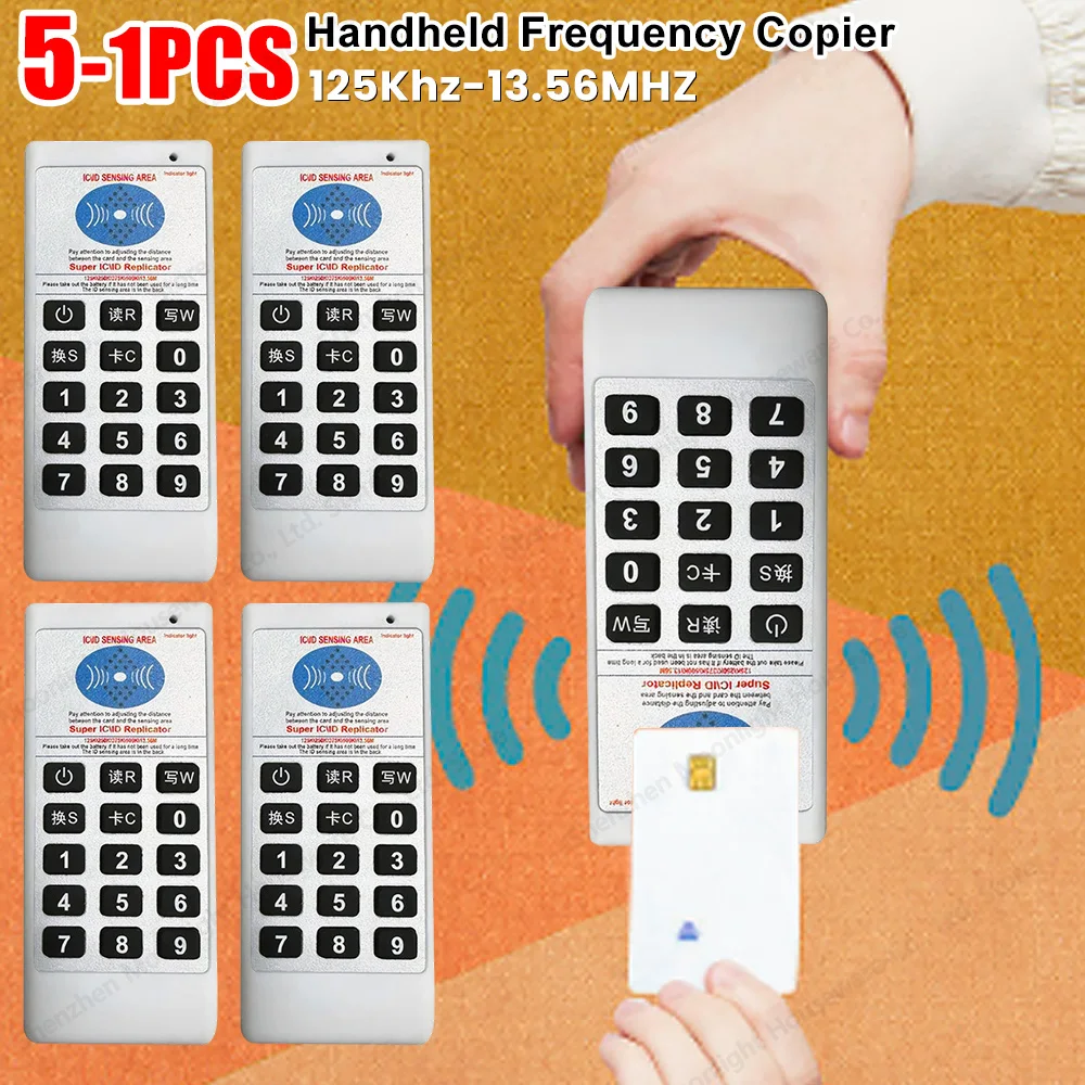 

5-1PC Handheld Frequency 125Khz-13.56MHZ Copier Duplicator Cloner RFID NFC IC Card Reader&Writer Access Tag Duplicator 5577 Card
