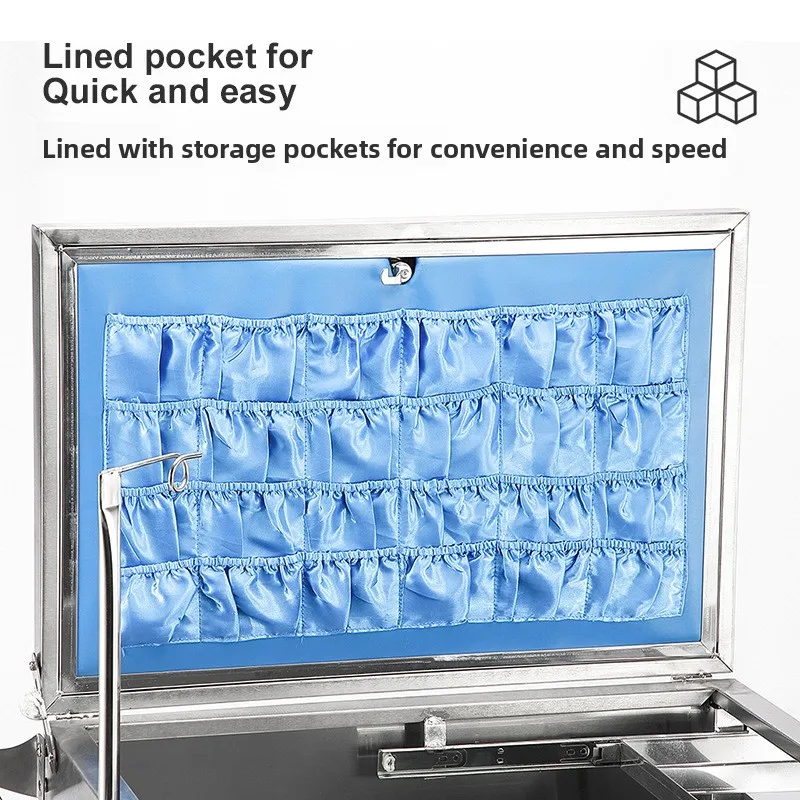 Stainless steel ambulance, anesthesia drug delivery and infusion multi-functional drug cart, flip care trolley