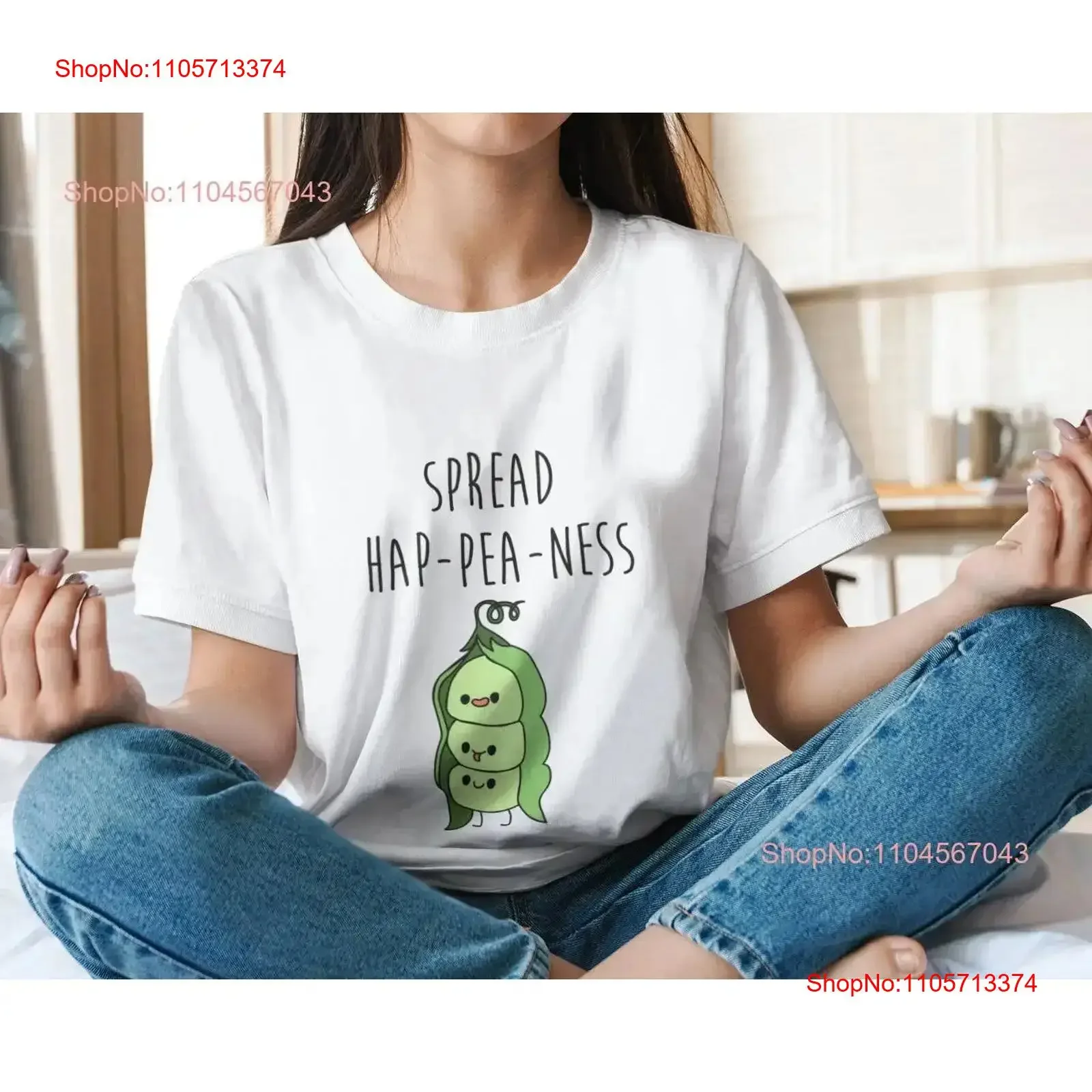 Spread happeaness T shirt cool Birthday gift funny summer vegan peas cartoon tee vintage Washed Comfortable Unisex Casual homme