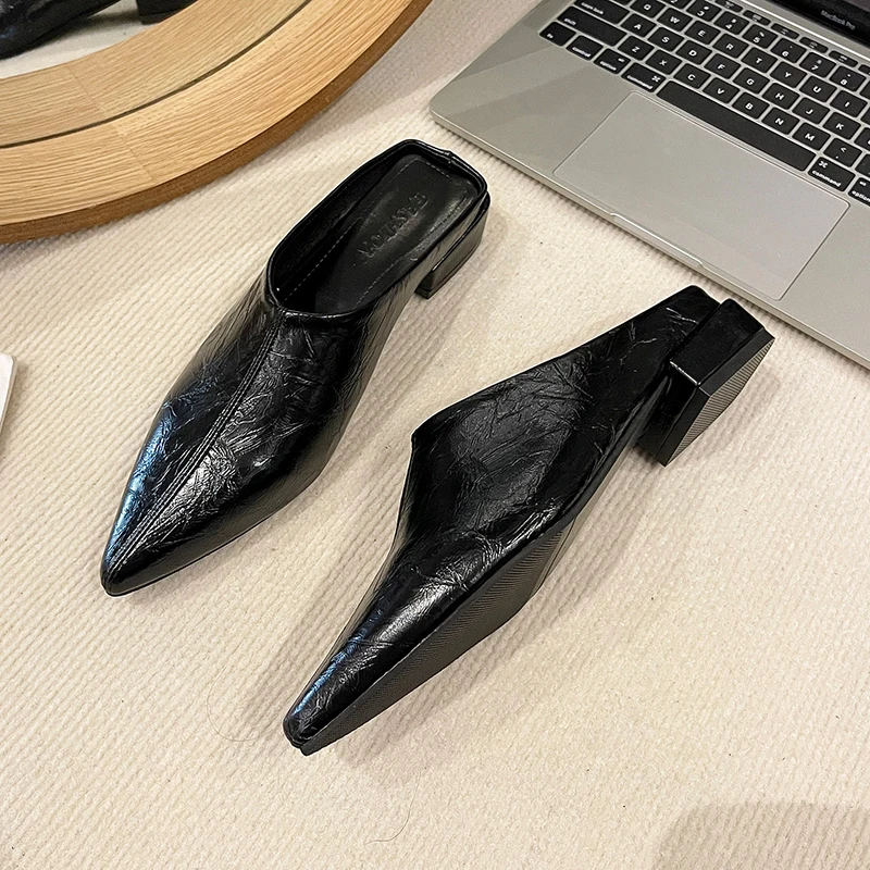 

Women Pointed Toe Heels Slippers Mules Shoes Summer Brand Sandals Designer 2025 New Slingback Sexy Flip Flops Party Zapatillas