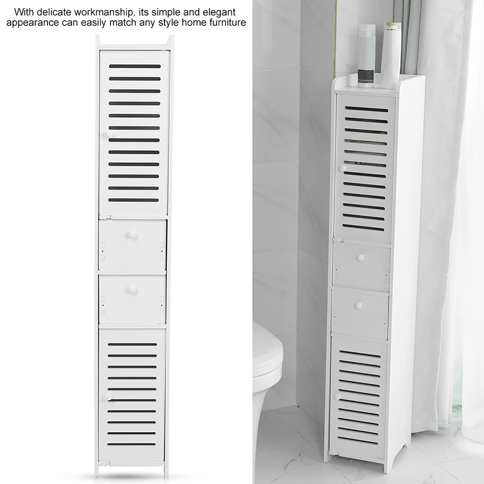 Wood Plastic Board Corner Cabinet Bathroom Fashionable Storage Shelf Rack Room Organizer