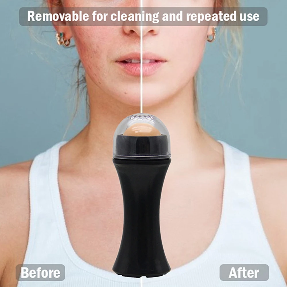 Rolo vulcânico controle de óleo rolando pedra matte maquiagem rosto cuidados com a pele ferramenta limpeza facial absorção de óleo rolo na bola